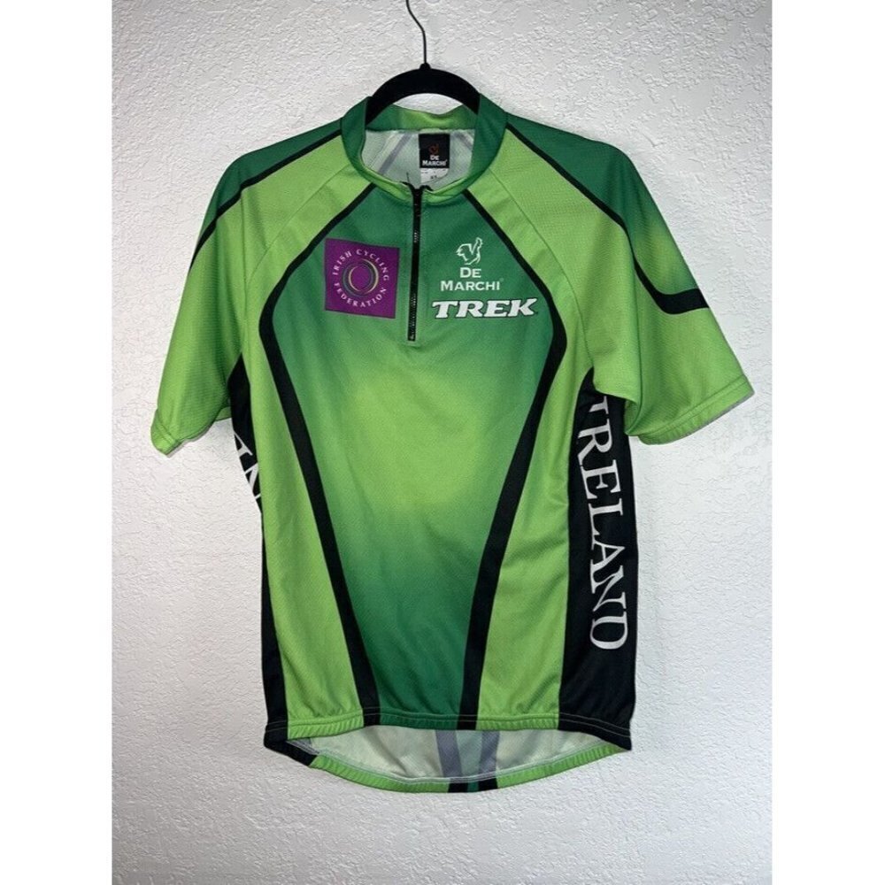 De Marchi Men's Cycling Jersey XL Green Irish Ireland Trek Irish Cycling Fed. 1B